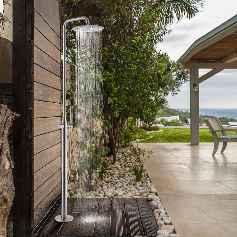 MODLAND Floor Mounted Outdoor Shower Fixtures with Overhead Shower Head